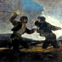 "Duelo a garrotazos" por Francisco de Goya